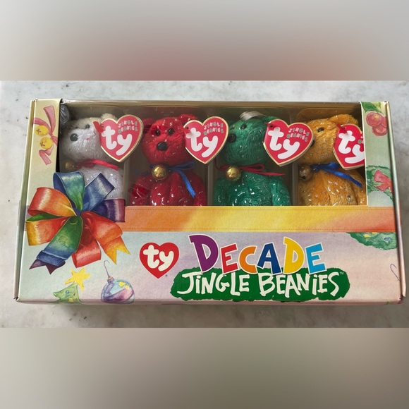 TY Decade Jingle Beanies Set of 4 Beanie Ornaments from 2003 in Collectors Box - Picture 12 of 15
